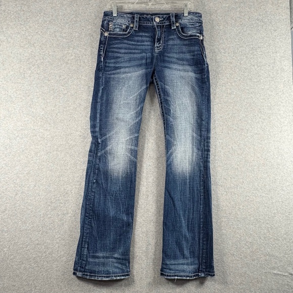 MISS ME Mid Rise Boot Women's 29 Faded Blue Boot Cut Jeans - Picture 1 of 16
